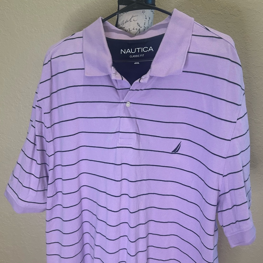 Nautica Men's Lavender Striped Polo Shirt